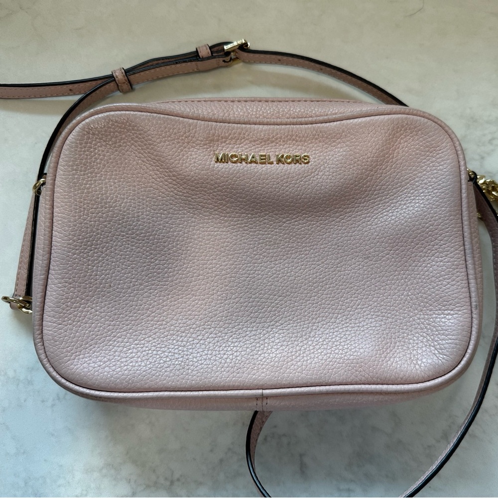 Michael Kors Pink Leather Crossbody Bag - gold hardware